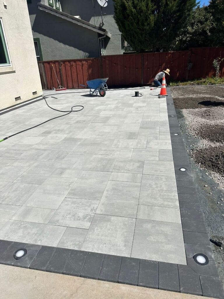 Finished patio surface after paver installation