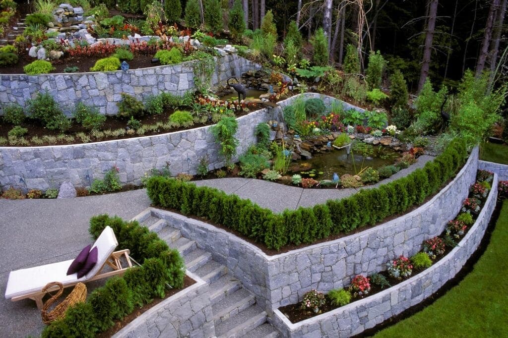 Retaining wall on a property