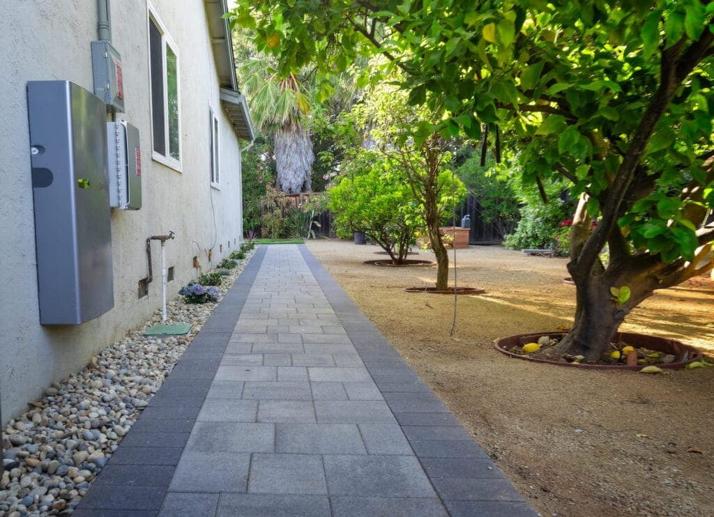 Yard with a new tile path